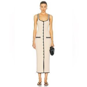 Women’s New L’Academie Marianna Havilah Midi Sweater Knit Dress Beige Size Large